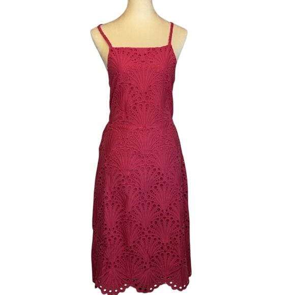 NWT Andie Womens XL Roatan Dress Pink Resort Wear Midi Eyelet Summer Tie Back - Picture 1 of 8